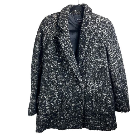 Madewell x Sezane Tweed Wool Blend Double Breasted Blazer Coat Black Size XS - Picture 2 of 7